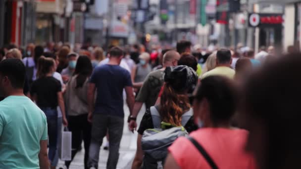 Натовщена Пішохідна Зона Екстремальному Повільному Русі Люди Фотографують Cologne Німеччина — стокове відео