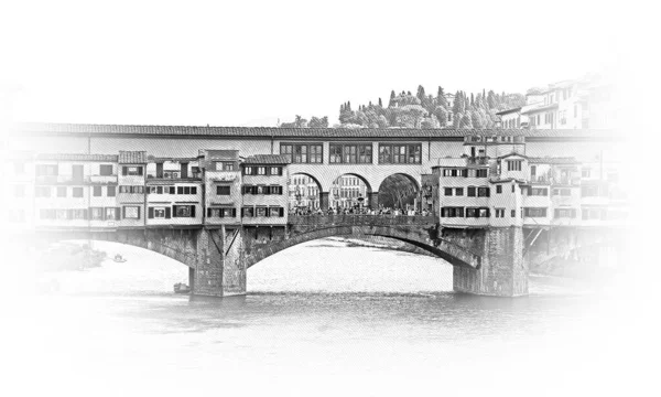 Εικονική Γέφυρα Vecchio Στη Φλωρεντία Πάνω Από Τον Ποταμό Arno — Φωτογραφία Αρχείου