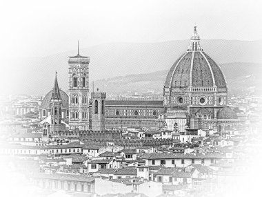 Duomo Meydanı 'ndaki Floransa' daki Santa Maria del Fiore Katedrali - İtalya 'nın Toskana şehrindeki en büyük eğlence merkezi.