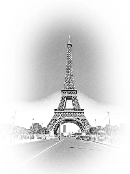 Torre Eiffel Famosa Paris Dia Ensolarado Fotos Rua Paris — Fotografia de Stock