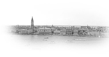 Venedik ufuk çizgisi üzerinde geniş açılı hava manzarası