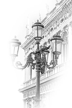 St Marks Meydanı Venedik 'te fener.