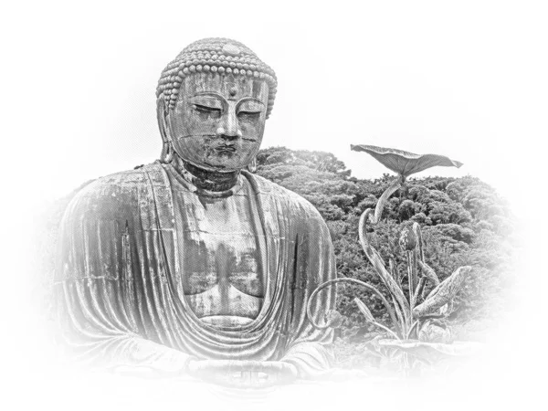 Dünyaca Ünlü Daibutsu Buddha Kamakura Daki Büyük Buda Heykeli — Stok fotoğraf