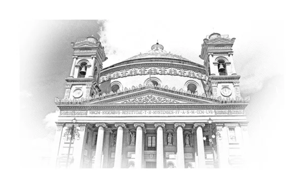 Mosta Rotanda Híres Katedrális Málta Szigetén — Stock Fotó