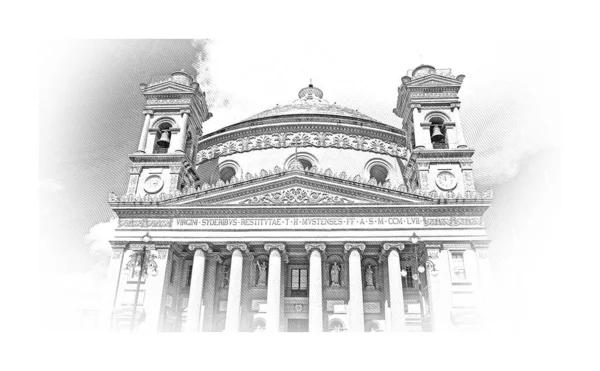 Mosta Rotanda Famosa Catedral Isla Malta — Foto de Stock