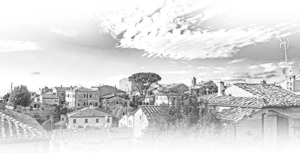 Volterraの歴史的な街の中心部を見下ろす空の景色 トスカーナの村 — ストック写真