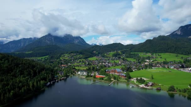 Lago Altaussee in Austria - vista aerea — Video Stock
