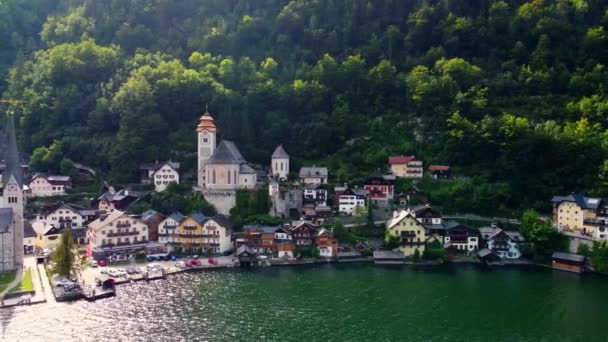 Słynna wieś Hallstatt w Austrii - Lista światowego dziedzictwa UNESCO — Wideo stockowe