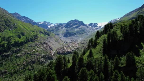 Όμορφη Κοιλάδα Kaunertal στις αυστριακές Άλπεις - διάσημο παγετώνα στην Αυστρία — Αρχείο Βίντεο