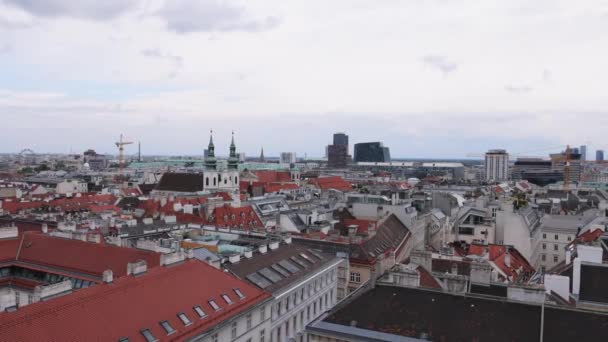 View over the city of Vienna from the top of St Stephans Cathedral — Stock Video