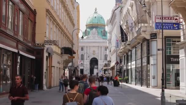 Zona peatonal de Viena con vistas al Palacio Imperial - VIENA, AUSTRIA, EUROPA - 1 DE AGOSTO DE 2021 — Vídeos de Stock