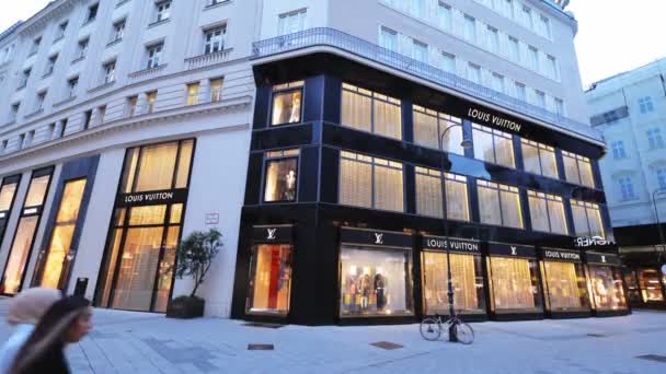 Ekskluzywny sklep Louis Vuitton w Wiedniu - VIENNA, AUSTRIA, EUROPE - 1 sierpnia 2021 — Wideo stockowe