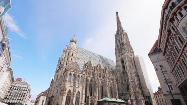 Kathedraal St Stephan in Wenen genaamd Stephansdom in het centrum — Stockvideo