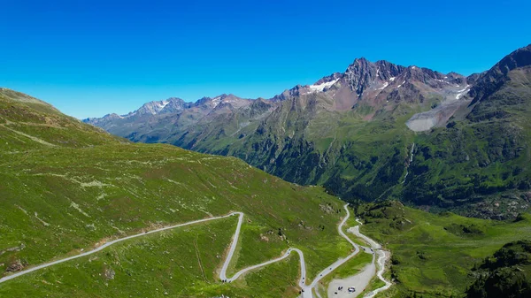 Kaunertal High Alpine Road Ausztriában - légi felvétel — Stock Fotó