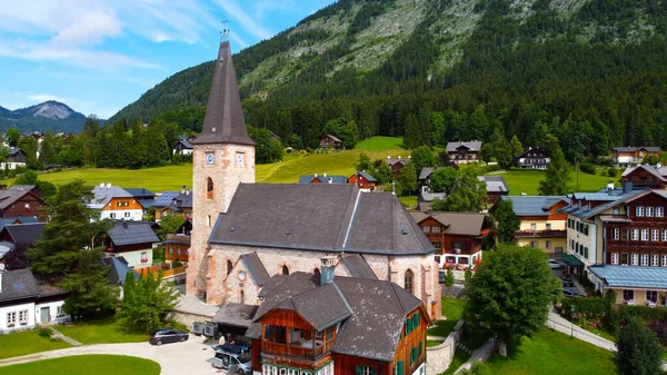 Εκκλησία του Altaussee στην Αυστρία - Αεροφωτογραφία — Φωτογραφία Αρχείου