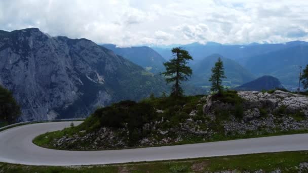 Aerial view over the Austrian Alps and Aussee area from Mount Loser — Stock Video