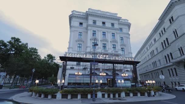 Viyana Şehrindeki Ünlü Cafe Landtmann Vienna Austria Ağustos 2021 — Stok video