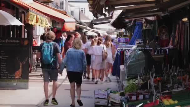 Bécs Legismertebb Piaca Naschmarkt Vienna August 2021 — Stock videók