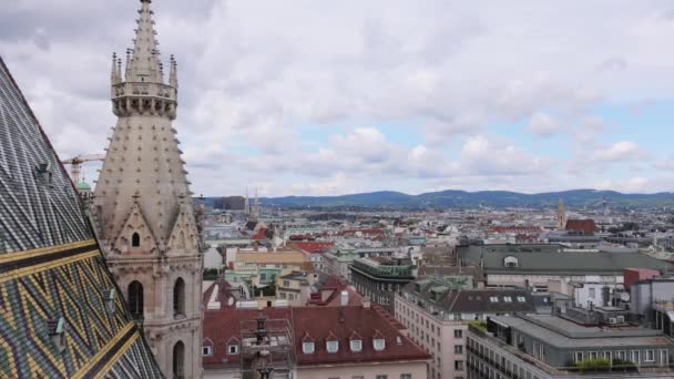 View City Vienna Top Stephans Cathedral Travel Photography — Stock Video