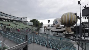 Rigoletto, Bregenz Sahne Sanatları Festivali 'nde Constance Gölü' nde yüzen sahne - BREGENZ, AUSTRIA - 28 Temmuz 2021