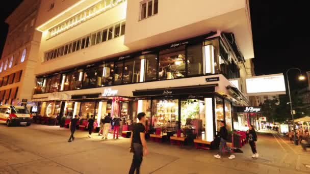 Restauracja Burger Wiedniu Widok Nocny Wiedeń Austria Sierpnia 2021 — Wideo stockowe