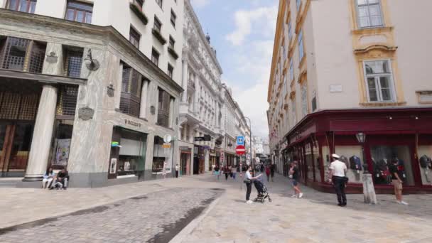 Voetgangerszone Wenen Met Uitzicht Het Keizerlijk Paleis Vienna Oostenrijk August — Stockvideo