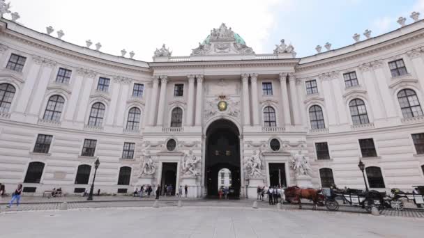 Wien Hofburg Palatset Mest Kända Landmärke Staden Vienna Österrike Augusti — Stockvideo