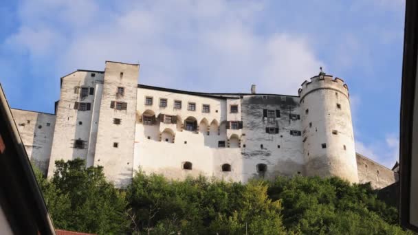 Fortaleza Salzburgo Austria Llamada Hohensalzburg Fotografía Viaje — Vídeos de Stock