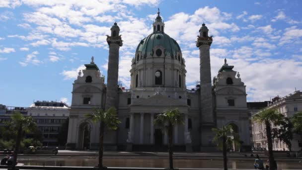 Viyana Daki Ünlü Karls Kilisesi Vienna Austria Ağustos 2021 — Stok video