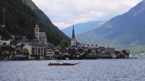 Vackra Hallstatt Österrike Mycket Populär Plats Österrikiska Alperna Fotografi — Stockvideo