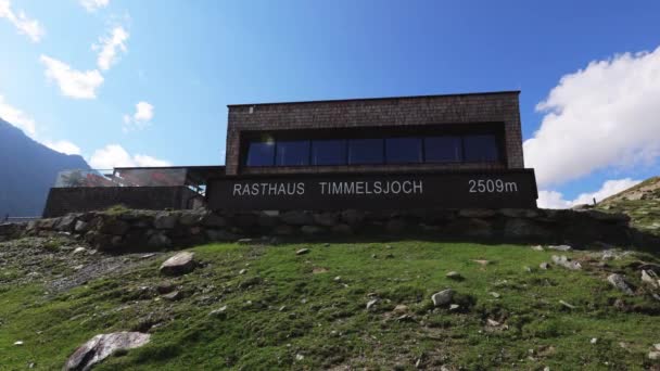 Taberna Timmelsjoch Los Alpes Austríacos También Llamada Passo Rombo Timmelsjoch — Vídeo de stock