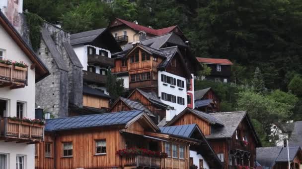 Aldeia Famosa Hallstatt Áustria Património Mundial Fotografia Viagem — Vídeo de Stock