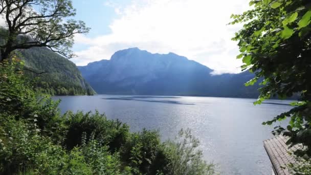 Jezioro Altaussee Austrii Jest Wspaniałym Miejscem Wakacje Relaks Fotografie — Wideo stockowe