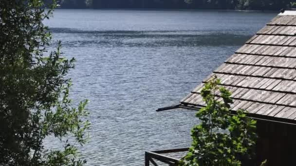 Cabañas Madera Lago Altaussee Austria Fotos Viajes — Vídeos de Stock