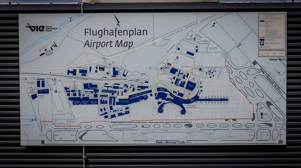 Térkép Bécsi Repülőtér Vie Bécs Ausztria August 2021 — Stock Fotó