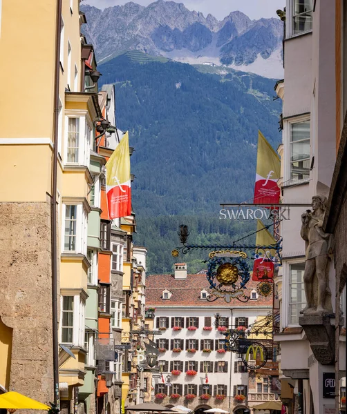 Исторический Район Города Красивой Пешеходной Зоной Рыночной Площадью Innsbruck Austria — стоковое фото