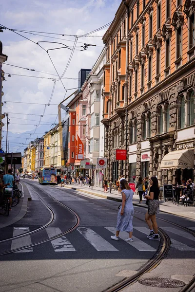 Vue Sur Rue Dans Centre Ville Historique Innsbruck Innsbruck Autriche — Photo