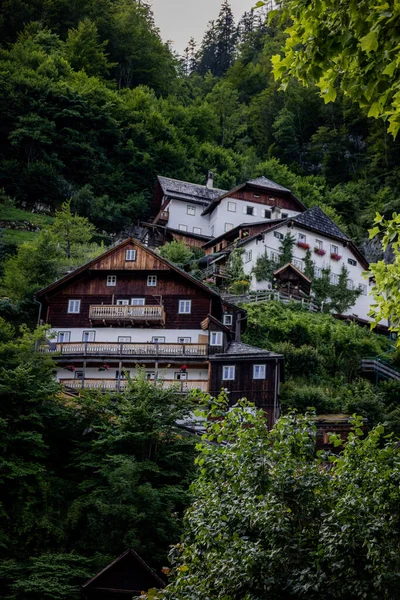 Célèbre Village Hallstatt Autriche Site Patrimoine Mondial Photographie Voyage — Photo