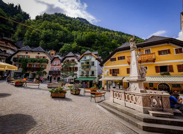 Hallstatt Torg Österrike Världsarv Hallstatt Österrike Juli 2021 — Stockfoto