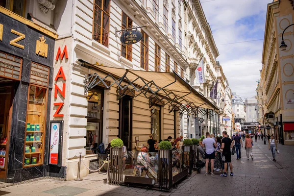 Caffè Strada Nel Centro Storico Vienna Vienna Austria Agosto 2021 — Foto Stock