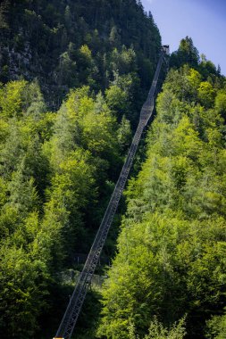 Avusturya 'daki Top of Hallstatt' e kablolu araba - seyahat fotoğrafçılığı