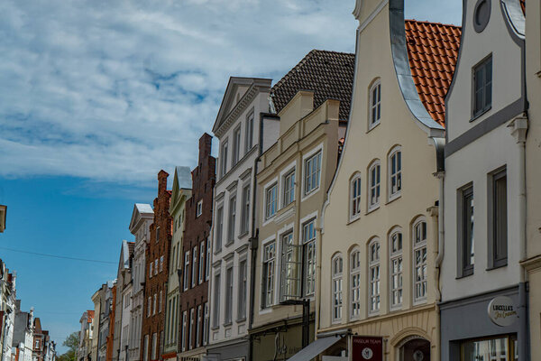 The historic buildings in the city center of Lubeck - a Unseco World Heritage Site - LUBECK, GERMANY - MAY 10, 2021