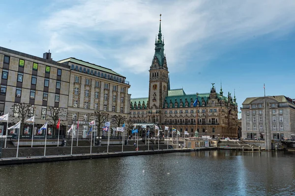 Centro Hamburgo Con Ayuntamiento Hamburg Alemania Mayo 2021 — Foto de Stock