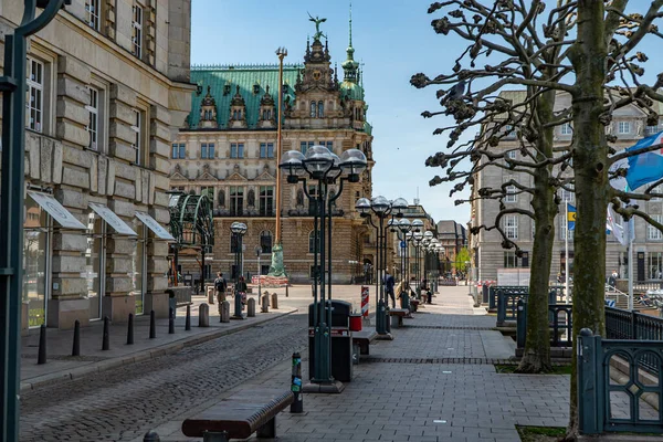 Centro Cidade Hamburgo Com Prefeitura Hamburg Alemanha Maio 2021 — Fotografia de Stock