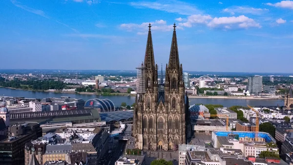Кельнський Собор Іконічна Церква Центрі Міста Вигляд Повітря Cologne Germany — стокове фото