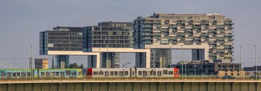The Modern Crane Houses in Cologne at River Rhine - COLOGNE, GERMANY - 25 Haziran 2021