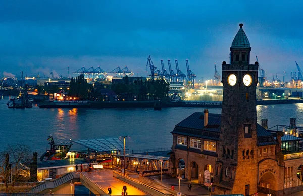 Porto Amburgo Vista Mozzafiato Notte Hamburg Germania Maggio 2021 — Foto Stock
