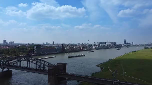 Cologne Şehrinde Ren Nehri Cologne Germany Haziran 2021 — Stok video