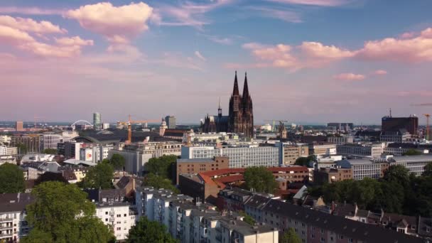 Ville Cologne Allemagne Haut Avec Célèbre Cathédrale Cologne Allemagne Juin — Video