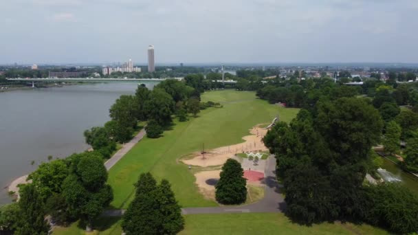 Krásný Park Rheinpark Kolíně Nad Rýnem Letecká Fotografie — Stock video